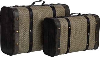 Wanderlust Deco Maleta De Madera Plateada 45x30x16/38