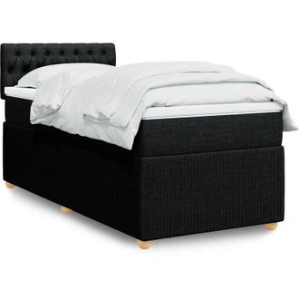 vidaXL Cama Box Spring Con Colch&oacute;n Tela Negro 80x200 Cm Vidaxl
