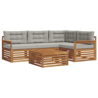vidaXL Conjunto De Sof&aacute;s De Exterior 5 Pcs Gris Natural Y Claro Vidaxl