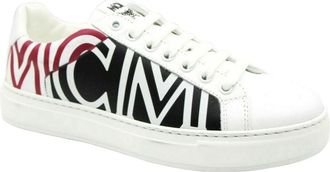 MCM Womens White / Black Leather Logo Low Top Sneaker (36 EU / 6 US)