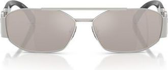 Versace 58mm Mirrored Irregular Sunglasses in Silver /Clear Mirror Platinum at Nordstrom