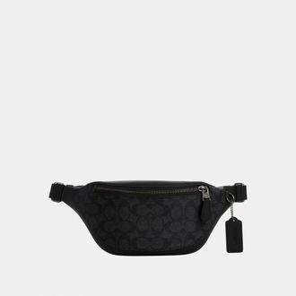 Coach Mens Warren Mini Belt Bag in Signature - Charcoal - One Size