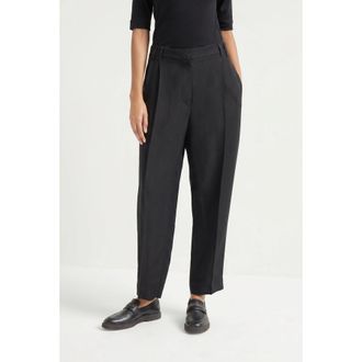 Brunello Cucinelli Black Relaxed Linen Trousers, Brand Size 44 (US Size 10)