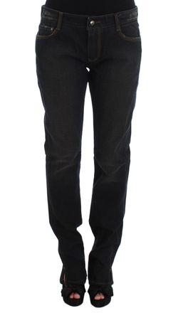 Ermanno Scervino Womens Straight Leg Denim Pants - Black