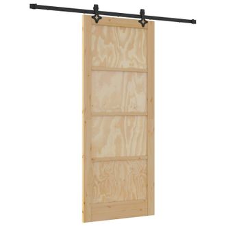 vidaXL Puerta Corredera Natural Y Negro 86 X 211 Cm Vidaxl
