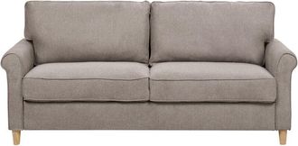 Beliani Beliani - Sof&aacute; 3 Plazas Tapicer&iacute;a De Tela Asiento Con Muelles Ensacados Marr&oacute;n Claro Ronneby