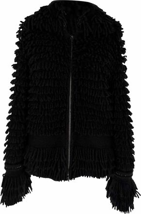 Roberto Cavalli Zip-Up Shearling Jacket in Black Wool