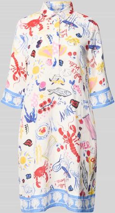 Christian Berg Knielanges Hemdkleid aus Leinen mit Hemdblusenkragen in Weiss, Gr&ouml;&szlig;e 34