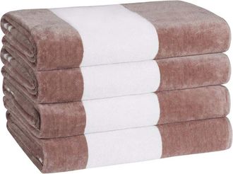 Superior Set Of 4 Cabana Stripe Oversized Cotton Beach Towels