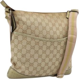 Gucci Pre-owned GG Canvas Shoulder Bag - Dames - Vintage Schoudertas - Beige - ONE Size - Leer - Vintage