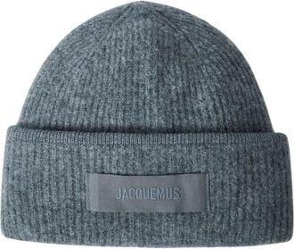 Jacquemus Logo Motif Muts - unisex - Hoeden - Grijs - ONE Size - Wol - Accessoires