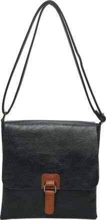 Generic Womens Vegan Leather Crossbody Bag, Satchel Bag, Flap Closure with Buckle (Navy)