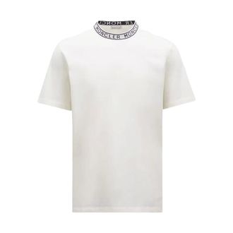 Moncler T-Shirts, male, White, Size: 2XL Short Sleeve Logo T-Shirt