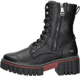 Mustang Veterschoenen Hoog - Dames - Veterlaarzen - Zwart - 37 EU - Schoenen