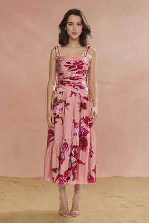 AMUR Daniella Printed Viscose Midi in Warm Speckled Iris at Nordstrom, Size 8