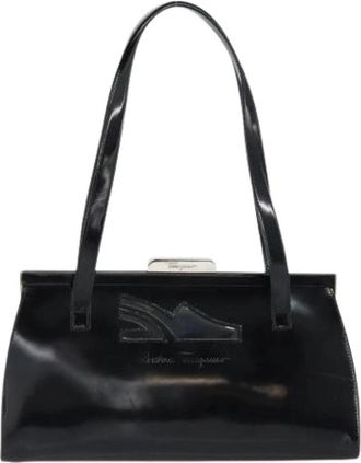 Ferragamo Pre-owned Leren Tote - Dames - Vintage Schoudertas - Zwart - ONE Size - Leer - Vintage