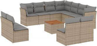 vidaXL Set De Sof&aacute;s De Jard&iacute;n 12 Pzas Y Cojines Rat&aacute;n Sint&eacute;tico Marr&oacute;n Vidaxl