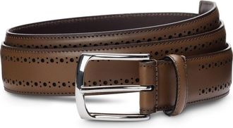 Allen Edmonds Manistee Brogued Leather Belt in Brown/brown at Nordstrom, Size 30