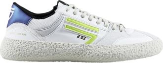 Puraai Vintage Stijl Witte Vegan Sneakers met Lime Groen Logo - Heren - Sneakers - Groen - 40 EU - Schoenen