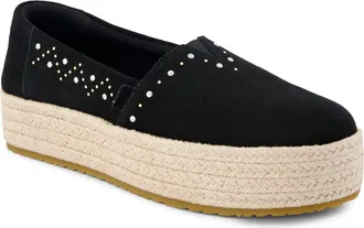 Toms Valencia Platform Espadrille in Black at Nordstrom, Size 6.5