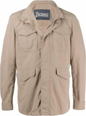Herno Mens High Neck Field Jacket In Gold