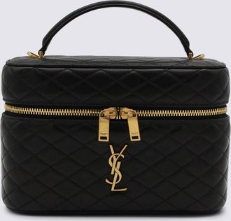 Saint Laurent Black Leather Ysl Gaby Vanity L Top Handle Bag