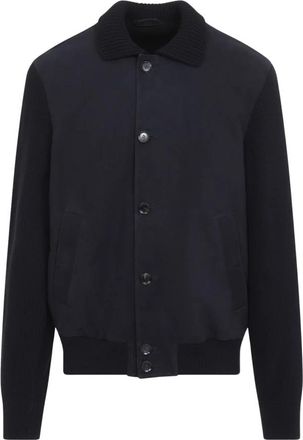Brioni Shirt Collar Blouson - Heren - Bomber jackets - Blauw - XL - Leer - Jassen