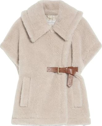 Max Mara Newabavo Cape - Dames - Bodywarmers - Beige - M/L - Leer - Jassen
