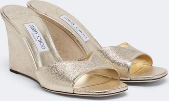 Jimmy Choo London Skye metallic leather wedge mules