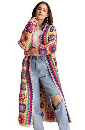 Saachi Granny Square Crochet Longline Cardigan in Natural at Nordstrom Rack