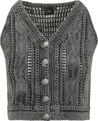 Pinko Grey Knitted V Neck Top