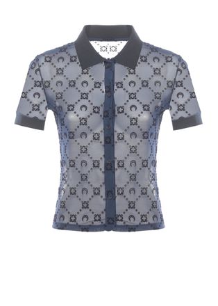 Marine Serre Blue Moon Monogram Mesh Shirt