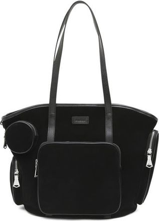 Aim&eacute;e The Skipper Cargo Leather Tote in Black Suede at Nordstrom