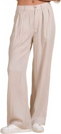 Elan High Waist Pleated Trousers In Light Grey