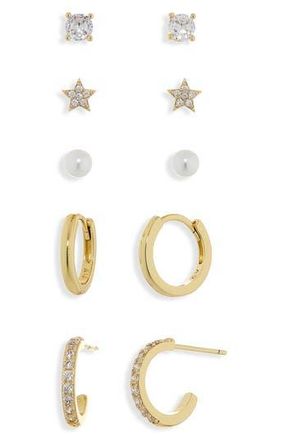 Argento Vivo Star Set of 5 Assorted Stud & Hoop Earrings in Gold at Nordstrom Rack