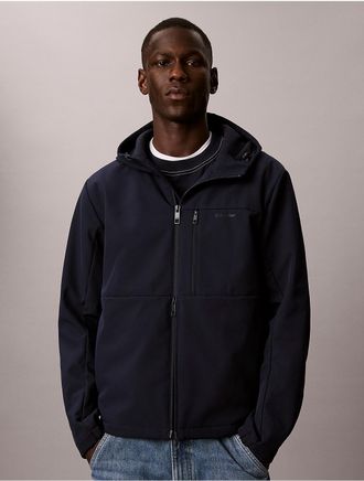 Calvin Klein Mens Softshell Lined Hooded Jacket - Blue - 2XL