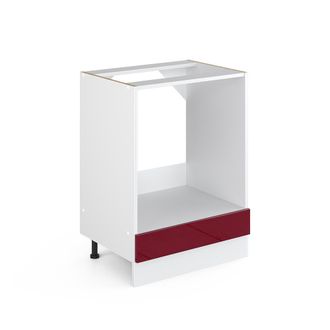 Vicco Armario Para Horno Empotrado R-line, Rojo Burdeos Alto Brillo, 60 Cm Sin Encimera Vicco