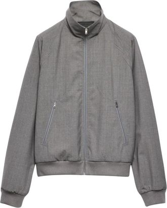 Prada Lichtgewicht Zip-Up Jas met Hoge Kraag en Zakken aan de Voorkant - Heren - Zomerjassen - Grijs - M - Jassen