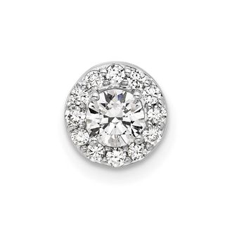 Diamond2Deal 14K White Gold Lab Grown Diamond Round Halo Chain Slide Pendant (0.51ct, VS, G-H)