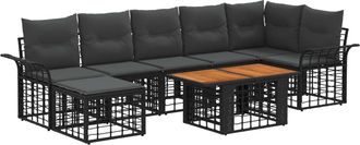 vidaXL Conjunto De Sof&aacute;s De Jard&iacute;n 8 Uds. Negro Y Gris Oscuro Vidaxl