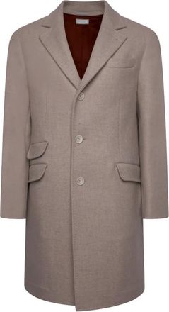 Brunello Cucinelli Single-Breasted Coats, male, Beige, XL, Wool-Blend Overcoat Beige Elegant Style