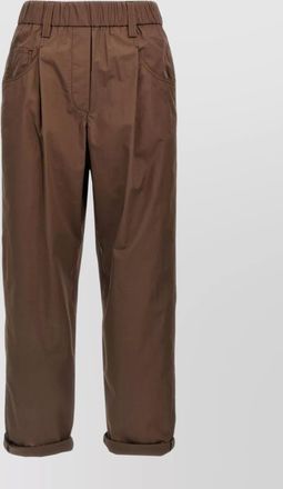 Brunello Cucinelli cotton high-rise tapered trousers