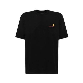 Carhartt Work in Progress Carhartt Wip, T-Shirts, male, Black, Size: XS American Script T-Shirt