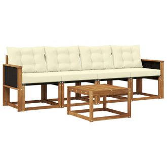 vidaXL Conjunto De Sof&aacute;s De Exterior Con Coj&iacute;n 5 Pcs Natural Y Crema Vidaxl