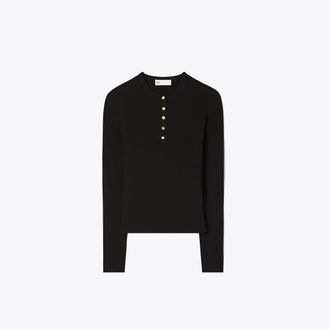 Tory Burch Womens Ribbed Viscose Henley, size XL