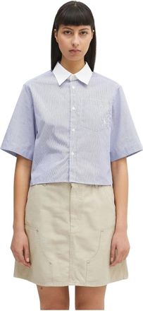 Sporty & Rich Overhemden, Dames, Blauw, S, Katoen, Katoenen Shirt