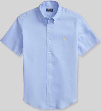 Polo Ralph Lauren Regular Fit Leinenhemd mit Button-Down-Kragen in Bleu, Gr&ouml;&szlig;e XXL