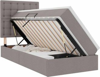 vidaXL Storage Bed with Mattress Taupe 100 x 200 cm Polyester vidaXL