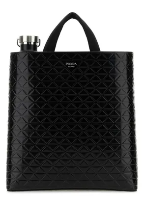 Prada Black embossed-print tote bag