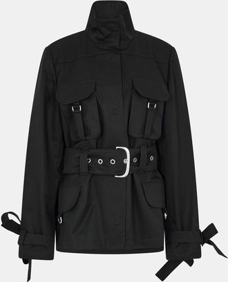 Off-white Womens Off White Solid Patterned Cargo Jacket in Black - Size 10 UK